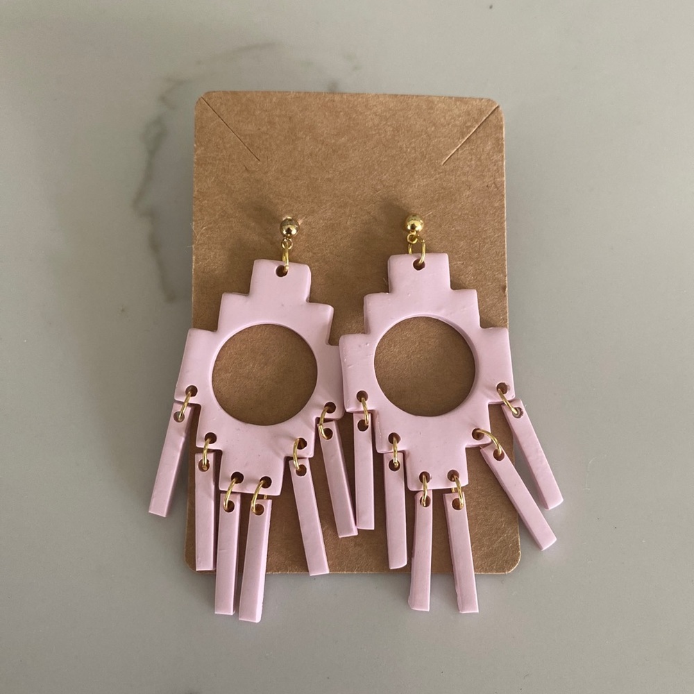 New - Handmade Bubble Gum Pink Clay Earrings